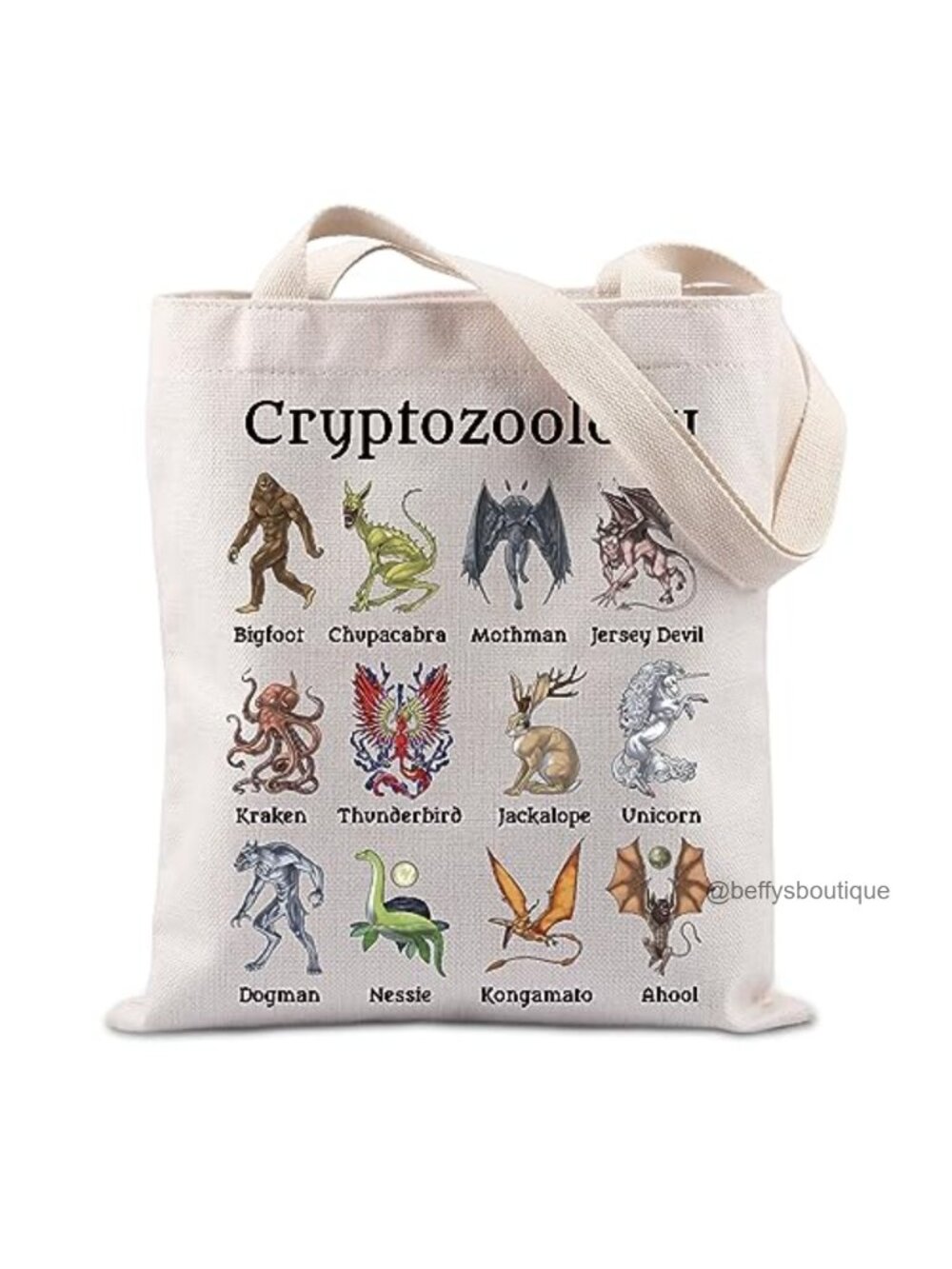 Canvas Tote Bag Cryptozoology Cryptid Creatures Shoulder Bag